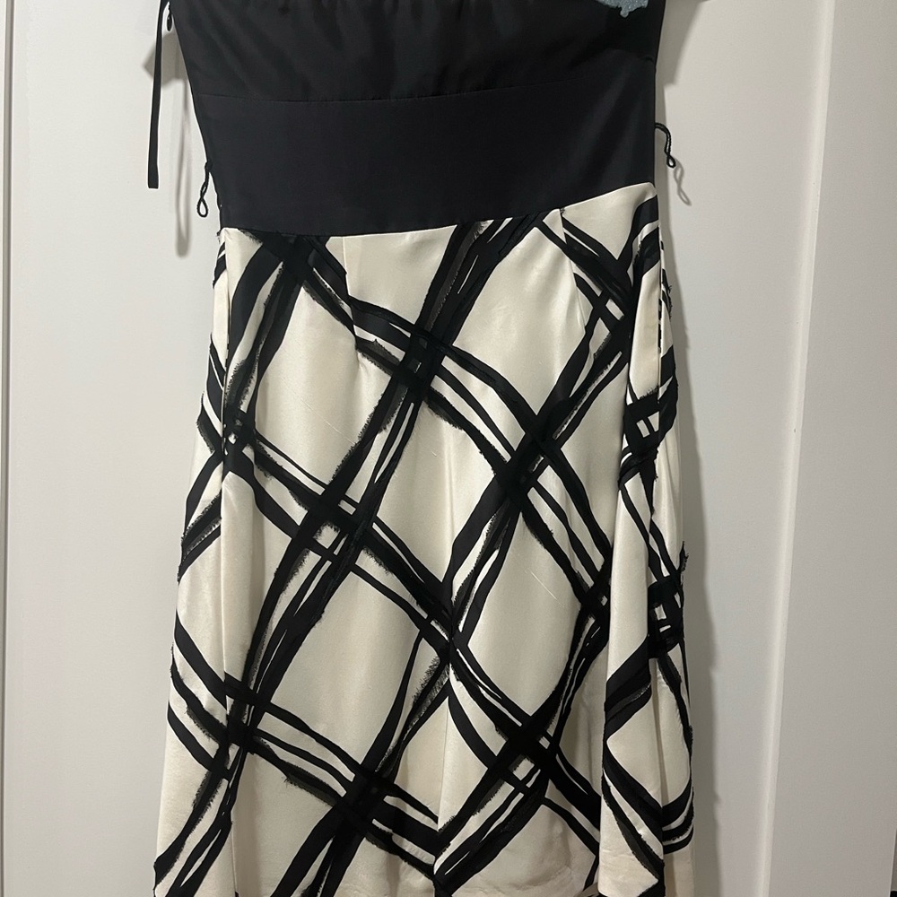 White House Black Market Strapless Black and White Dress